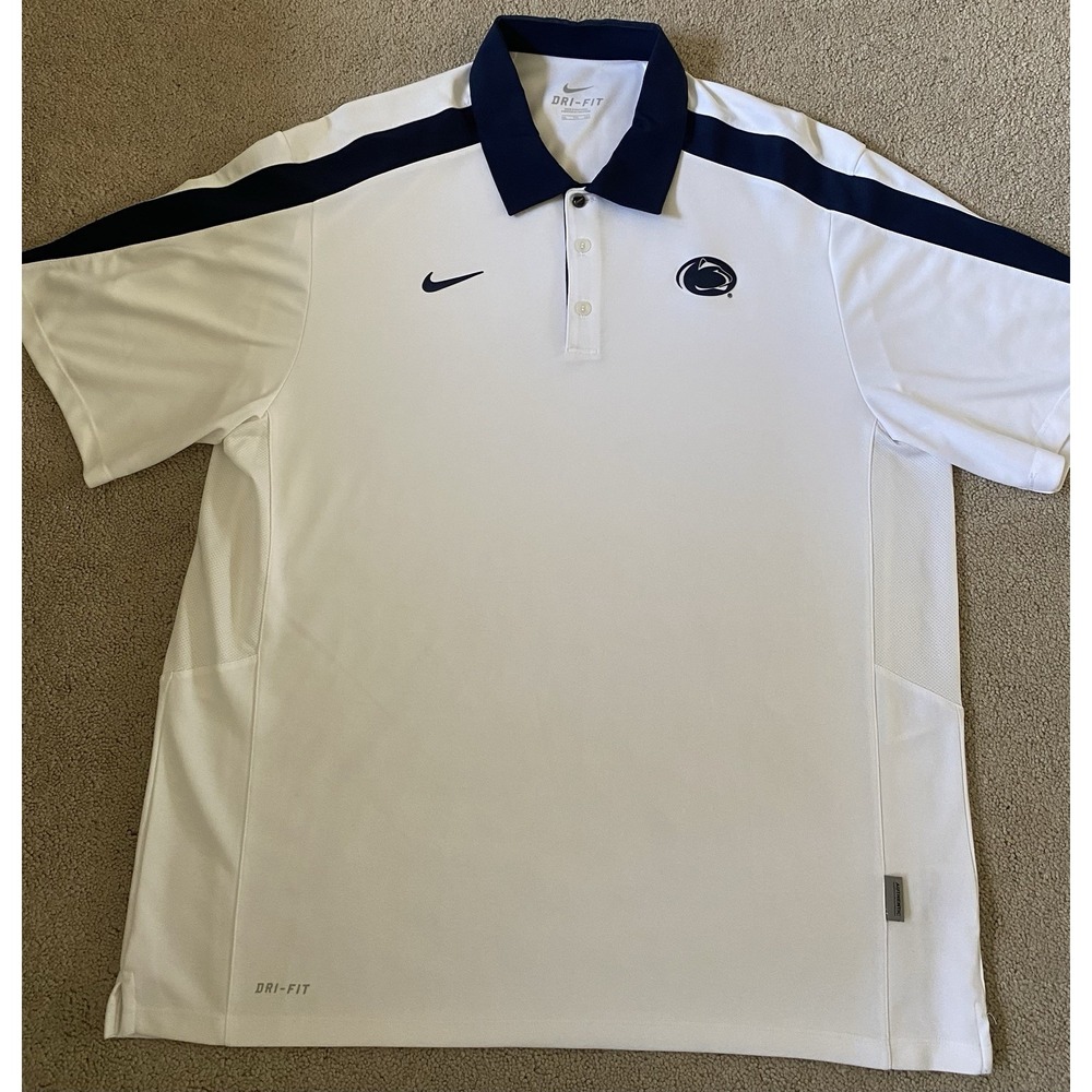Penn State Nittany Lions Polo Shirt Mens XXL Nike White  Dri-Fit *